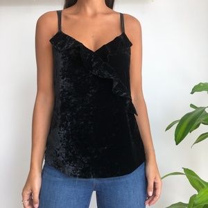 J.Crew factory black velvet cami top S